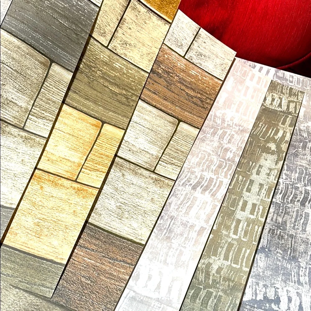 7 Large Rustic Stone and Wood Pattern Wallpaper sheet samples DIY Arts & Crafts